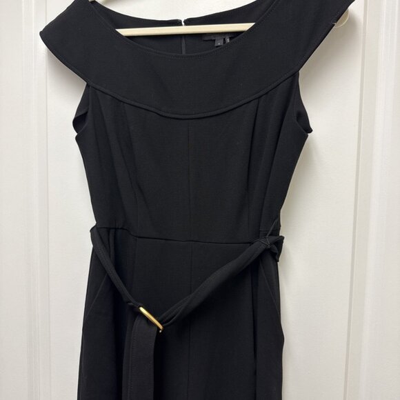 New Donna Karan Size 8 Black Belted Sleeveless Straight Leg Jumpsuit NWT - Picture 7 of 12